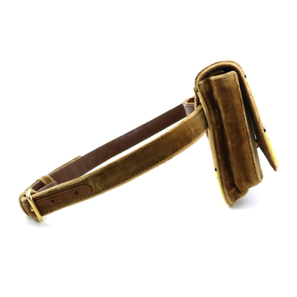 Prada Bag Yellow Gold Brown Shoulder Magenta Belt Velvet Crossbody Gold Brown